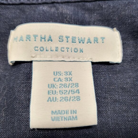 Martha Stewart Collection Shirt Linen Blend Womens 3X Plus Button Up Long Sleeve - Picture 4 of 14
